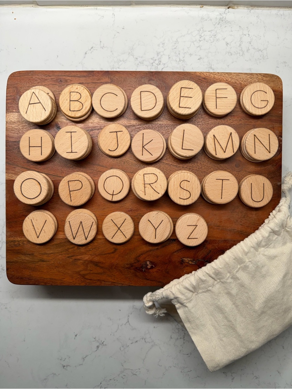 Wooden Alphabet Letter Discs Set - Natural Wood by TreefortToys